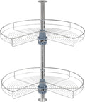 Dowell Base Cabinet Kidney Shape Dia.24 270° Lazy Susan, 2 Shelves, Kitchen Base Corner Cabinet Organizer (Chrome 4001 270 24)