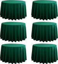 6-Pack Round 90-inch Blackish Green Table Cloths, Solid Stain and Wrinkle Resistant Circular Tablecloth, Premium Plain Weave Polyester Fabric Table Linen Covers for Hotel, Banquet