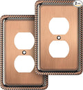 Henne Bery Rope Edge Decorative Wall Plate Switch Plate Outlet Cover (Single Duplex, 2 Pack, Antique Copper)