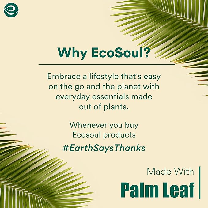 ECO SOUL Palm Leaf Disposable Bamboo Plates 10" Square Compostable & Biodegradable Party Plates for Christmas Dinner, Weddings, Parties & Events 100 Count