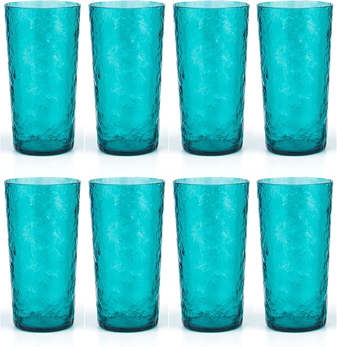 KX-WARE 18-ounce Acrylic Highball Glasses Plastic Tumbler, set of 8 Turquoise