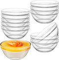 Small Glass Bowls, 12 Pcs Glass Mixing Bowls Stackable Ingredient Dish For Spices Dipping Sauces Ice Cream Toppings Dessert Snack Candy Nuts (4.92 Inch,5Oz)