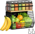 Ofiray-home Magnetic Shelf for Fridge with Wood Lid, Fruit Potato and Onion Storage Bins, Pantry Organizers & Storage, Large Container Magnetic Spice Rack for Refrigerator, Kitchen Counter (Black, 1)