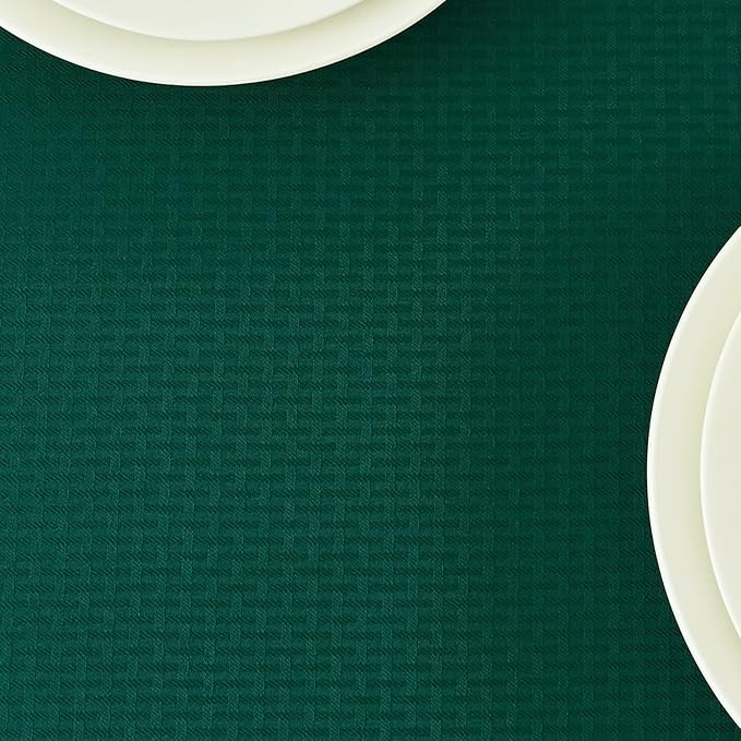 maxmill Square Tablecloth Weaved Texture Stain Resistant Waterproof Wrinkle Resistant Soft Table Cloth, Christmas Dinner Fabric Decoration for Dining Room Holiday Party, 52 x 52 Inch, Hunter Green