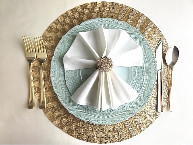 " OCCASIONS " 80 Plates Pack,(40 Guests) Extra Heavyweight Vintage Wedding Disposable/Reusable Plastic Plates 40 x 11'' Dinner + 40 x 8.25'' Salad/Dessert Plate (Chateau in Mint)