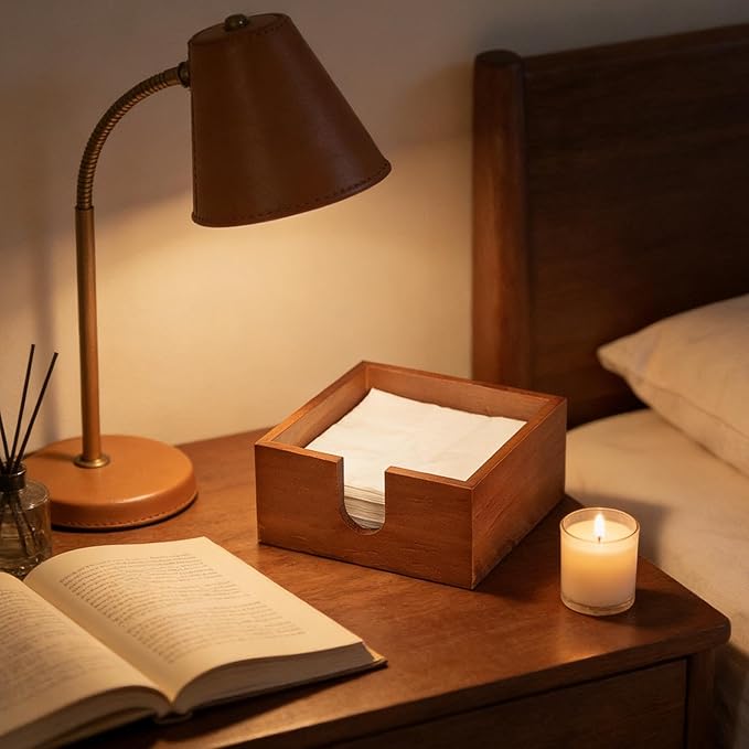 Sticky Note Holder Table Napkin Holder Multifunctional Wooden Tabletop Napkin Dispenser for Kitchen Counter Desk Decoration