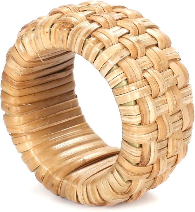 Lightnpro Natural Rattan Decorative Napkin Rings Set of 12, Serviette Napkin Rings Bulk for Party Decoration, Table Top Décor for Dinning Table, Everyday, Christmas, Easter Family Gatherings