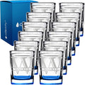 Personalized Square Shot Glasses Set of 12 Blue Bottom 2oz Engraved Initial and Name Custom Gifts, Weddings, Birthdays, Party, Event, Decorations