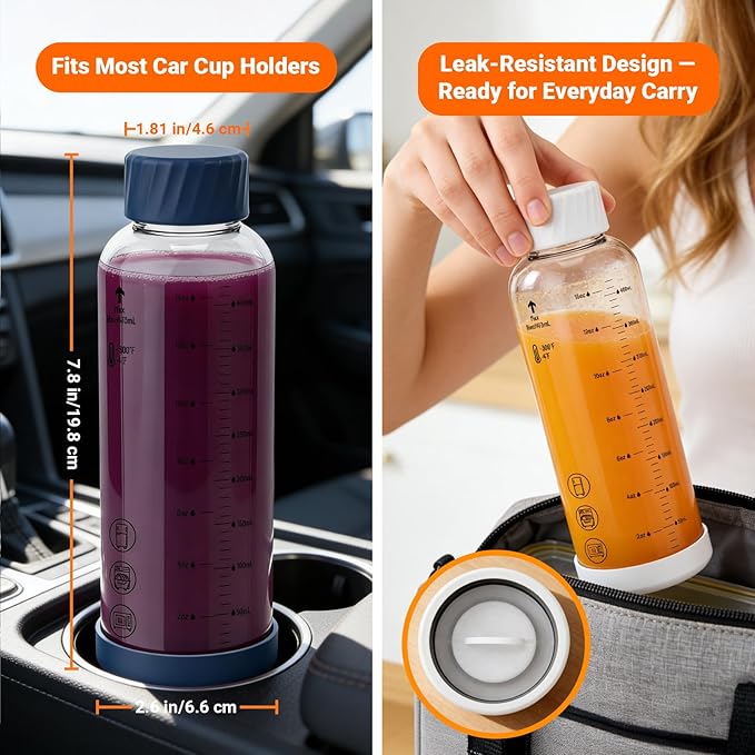 Sursip 16 oz Glass Juice Bottles – 4 Pack Borosilicate Glass Bottles with Lids – Heat-Resistant, BPA Free, Leakproof & Reusable for Juicing, Smoothies, Milk, Protein, Water