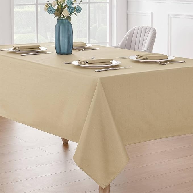 Faux Linen Rectangle Tablecloth Waterproof 60x84 inch Table Cloth Stain and Wrinkle Resistant Washable, Decorative Fabric Table Cover for Dining, Kitchen, Wedding and Parties, Coffee