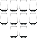 DISCOUNT PROMOS 10 Vaso Silicia Stemless Wine Glasses Set, 16 oz. - Clear, Orb-Like, Thick base - Black