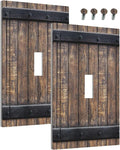 Decorative Light Switch Cover Rustic Barn Door Vintage Country Wood Board 1 Gang Wall Plate Cover Single Toggle Outlet Covers Switchplate Electrical Faceplate for Farmhouse Cabin Decor（2 Pack）