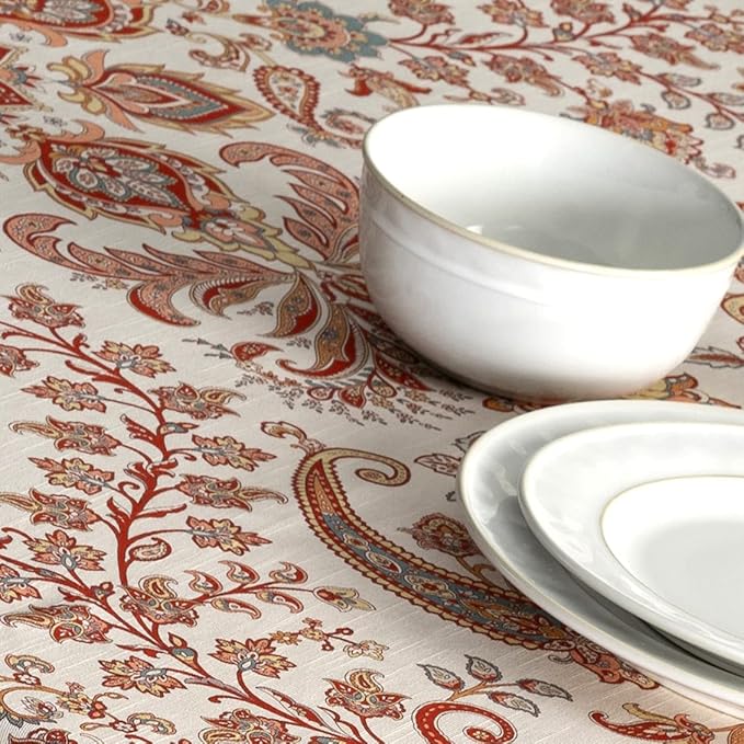 Maison d' Hermine Table Cloth Rectangle Table 100% Cotton 70 x 140 Inches Fall Tablecloth Reusable Everyday Use for Thanksgiving Christmas Decorations Dining Farmhouse Party (Cachemire)