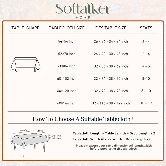 Softalker Linen Textured Rectangle Tablecloth, Waterproof Wipeable Farmhouse Burlap Table Cloth, Stain Resistant Wrinkle Free Table Covers for Kitchen Dining Holiday Party (52 x 70, White)