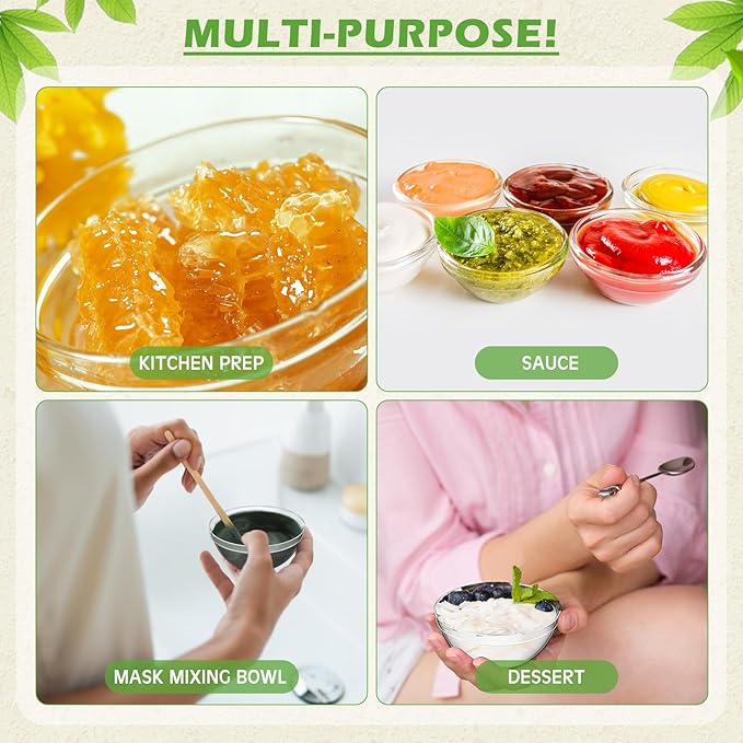 30 Pcs 3.5'' 4 oz Small Clear Plastic Bowls Mini Meal Prep Bowl Round Stackable Ingredient Containers for Dipping Sauce, Spice, Nuts, Snack, Ice Cream, Candy Dishes, Dessert Bowls