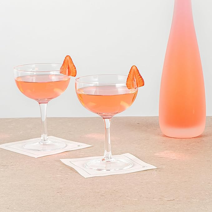 Restaurantware Coupe Cocktail Glasses 6 Count 8 Ounce Lead-Free Stemmed Drinkware Clear Glass Wide Bowl Elegant Design Sturdy Foot