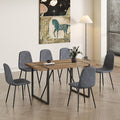 6 Chair Dining Table Set，Dinner Table Set for 6, 55'' Kitchen Table and Suede Nap Fabic Chairs Set of 6, 7 Piece Dining Table Set for Kitchen Dining Room