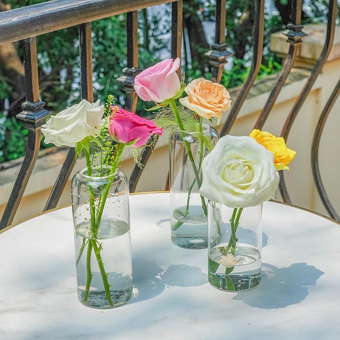 12pcs Glass Bud Vases - 6.7 Inch Tall Clear Flower Vases for Centerpieces, Glass Vase Modern Bud Vase for Wedding Party Dining Table Centerpieces, Living Room Decorative, Home Decor