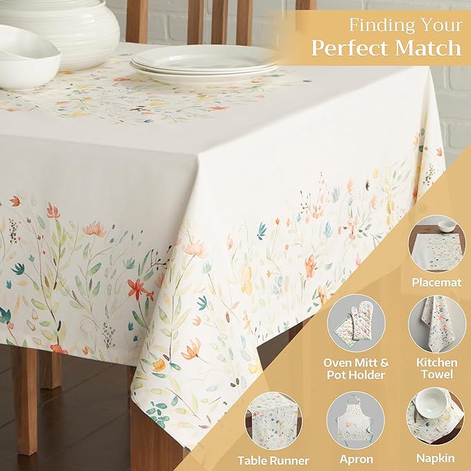 Maison d' Hermine Table Cloth Rectangle Table 100% Cotton 70 x 120 Inches Tablecloth Reusable Decorative for Dining Room Farmhouse Home Valentines Day Decorations Spring Summer - Colmar