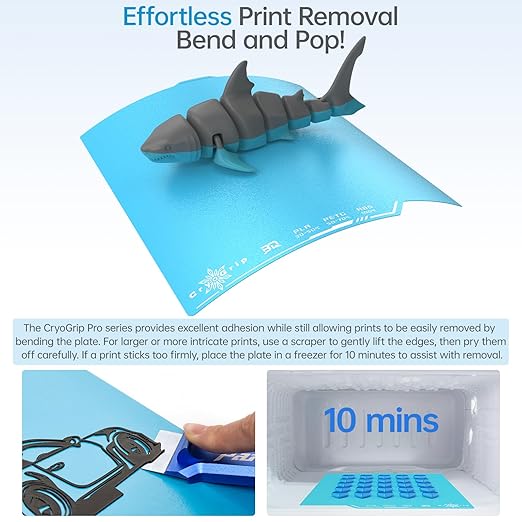 BIQU Cryogrip Pro Frostbite Cold Build Plate Compatible with ELEGOO CC/CC 2 3D Printers 260x283MM Centauri Carbon Build Plate Double-Sided Upgrade Room Temperature Print Removable Surface Platform