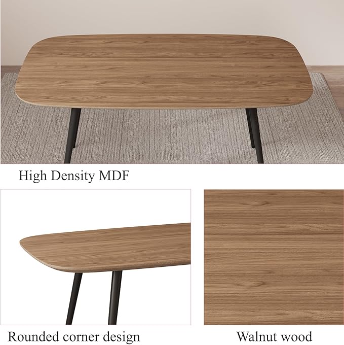 47.2'' Dining Table Set for 2,Modern Wood Dining Table,Leather Dining Chairs 2,Table and Chairs Set of 2,Ideal for Kitchen Dining Room (Walnut Color Table + 2 White Chairs)