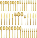 Silverware Set 45-Piece Stainless Steel Cutlery Set, Gold Hexagon Mirror Polished Flatware Serving Set, Service for 8