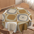 Mid Century Round Tablecloth, Retro Geometric Colorful Squares Abstract Boho Vintage 50s 60s Tablecloth for Home Party Dining Room Kitchen Decor 60Inch(152cm)