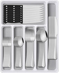 49 Pieces Silverware Sets With Organizer And Steak Knives,Stainless Steel Flatware Sets Service For 8 Person For Home Kitchen,Tableware Cutlery Sets,Includes Knife Spoon and Forks Sets