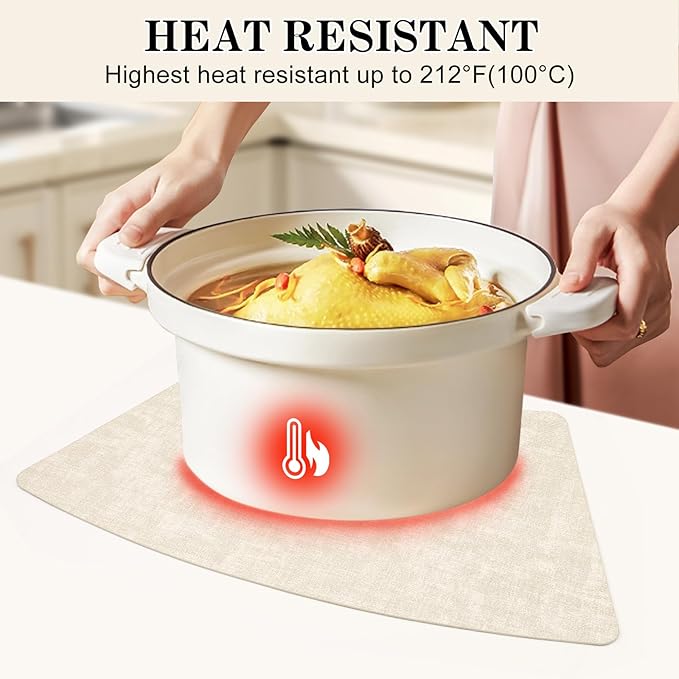 Round Table Placemats Set of 4, Wedge Shaped Faux Leather Table Mats, Heat Resistant Wipeable Washable Place Mats for Dining Table Dinner Kitchen Indoor Outdoor