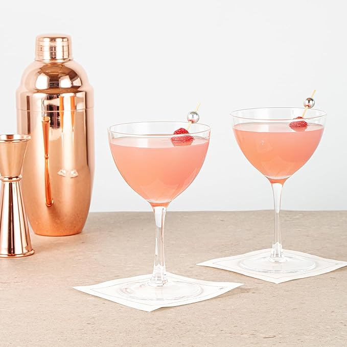Restaurantware-Vetri 8 Ounce Nick And Nora Glasses, 6 Dishwashable Martini Glasses - No Lead, Vintage Inspired, Clear Glass Cocktail Drinkware, For Hosting Parties, Serve Whiskey, Gin And More