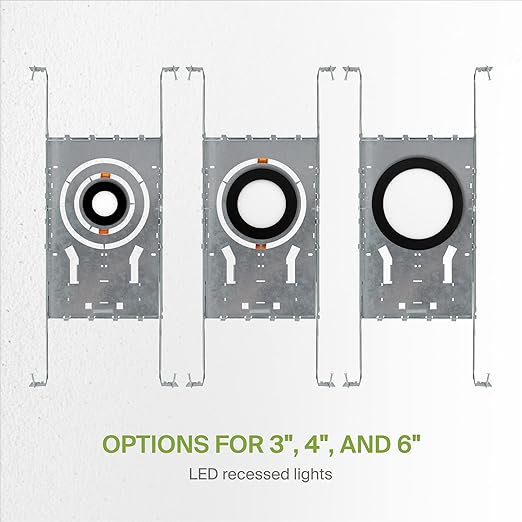 ASD New Construction Mounting Plate with Round Holes - 3/4/6 Inch Adjustable LED Recessed Lighting Housing with Extendable Hanger Bars, Shallow Wafer Light Bracket, Mounting Kit with Notches, 12 Pack
