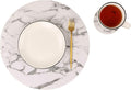 Set of 8 Marble Round Placemats and Coasters, Faux Leather Waterproof Table Mats, Easy to Wipe Off for Kitchen Dining Round Table