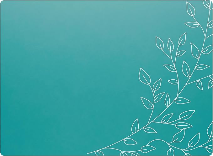 Royalty Art Deep Sea Green Boho Placemats, 4 Pc. Set, Non-Slip Cork Backed, Wipeable Heat Resistant Surface for Kitchen and Dining Table Protection, Cute Floral Pattern for Farmhouse or Rustic Decor