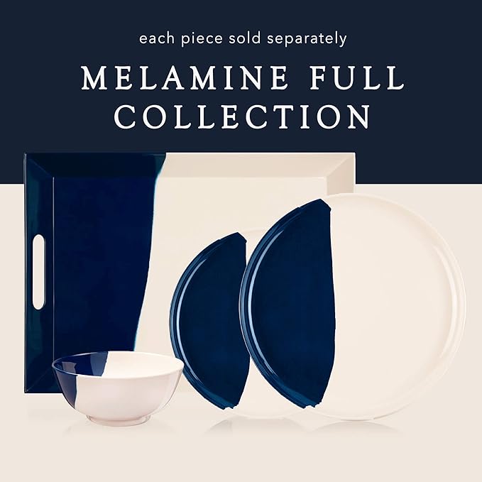 Thomas Fuchs Creative Melamine Side Plates Set of 4, Chip and Break-Resistant, Durable Salad Plates, Kid-Friendly Dessert Plates for Indoor and Outdoor, Dishwasher Safe, Ivory/Navy