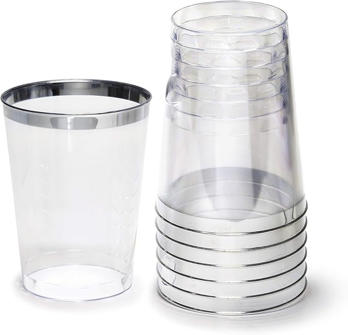 " OCCASIONS " 640pcs set (80 Guests)-Extra Heavyweight Vintage Wedding Disposable/Reusable Plastic Plates 80 x 11'' + 80 x 8.25''+Silverware+Cups+Napkins (Chateau Collection Blue)