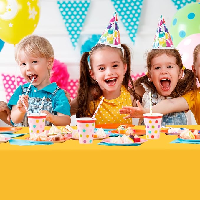 54 Inch X 200 Feet Plastic Table Cover Roll with Convenient Slide Cutter, Disposable Plastic Table Cloth Roll with Cut-to-Size Design for Weddings, Banquets, Parties (Yellow)