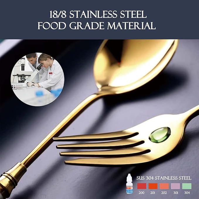 10-piece Silverware Set With Ceramic Handle, Premium Food Grade Stainless Steel Flatware Sets, Mirror Polished Cutlery Set, Dishwasher Safe (for 2 People) (10pcs, black gold)