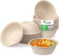 17 oz Paper Bowls (100 Pack) Disposable Bamboo Bowls - Heavy Duty, Microwavable Oven Safe - Perfect for Salads, Ice Cream, Hot Soups, Cereals & Party Fun - Eco-Friendly, Leak-Proof