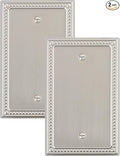 2-Pack Blank Outlet Cover Wall Plate, Metal Switch Plates Outlet Covers, Brushed Nickel Pearls Beaded Decorative Wall Plates