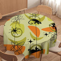 Mid Century Black Cat Round Tablecloth, Vintage Modern Bohemian Abstract Geometric Retro Art Tablecloth for Home Party Dining Room Kitchen Decor 50Inch(127cm)