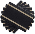PIGCHCY Placemats Set of 6, Black Elegant Placemats Washable Non-Slip Luxurious Durable Table Mats for Home/Dining Room Decoration