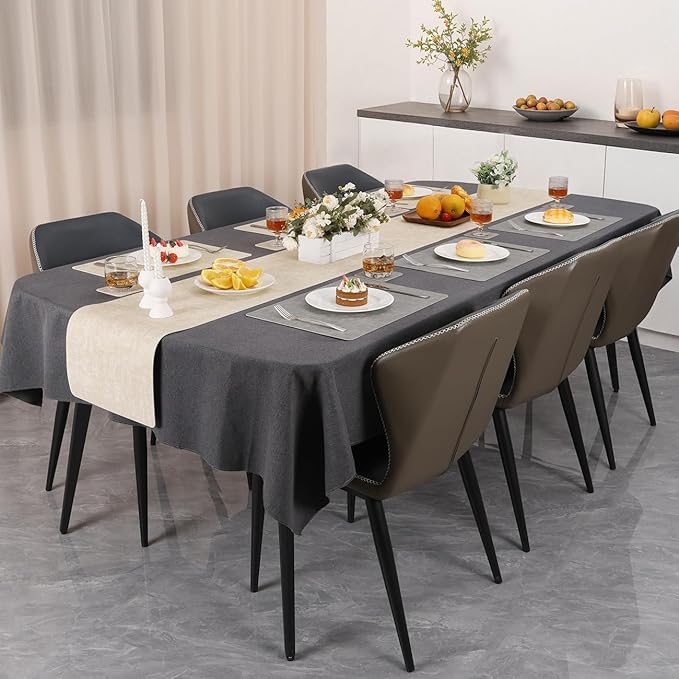 Myir JUN Reversible Vinyl Placemats Set of 6, Faux Leather Place Mats Dual Sided Waterproof Wipeable, Heat-Resistant Table Mats for Kitchen Dining Indoor Outdoor (12" x 17", Light Gray Cream-White)