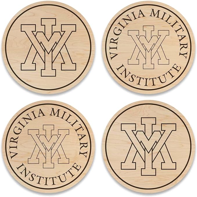 LazerEdge Virginia Military Institute Keydets Wooden Coaster Set - Maple Wood - Officially Licensed Product - 4-Pack