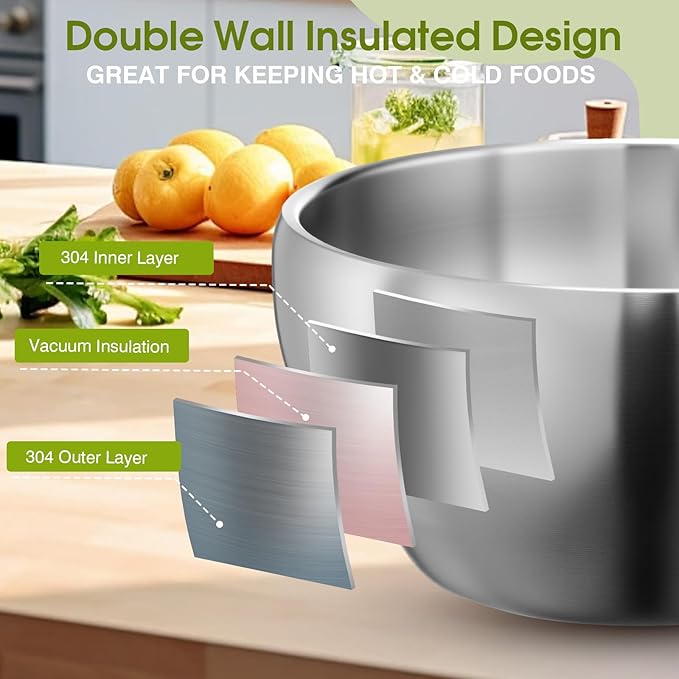 12 Pack Stainless Steel Bowls Bulk SUS304 Double Wall Insulated Bowls Matte Brushed Metal Soup Bowl for Rice Salad Noodle Snack Cereal Ice Cream Serving Mixing Prep(24 oz)