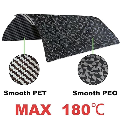 PEO PET Bambu Labs Build Plate for Bambu Lab P2S X1 X1C X1E P1P P1S A1 3D Printer,Smooth Flexible Double Sided Diamond PEO+Carbon Fiber PET Spring Steel Sheet 257x257mm for Bambu 3D Printers