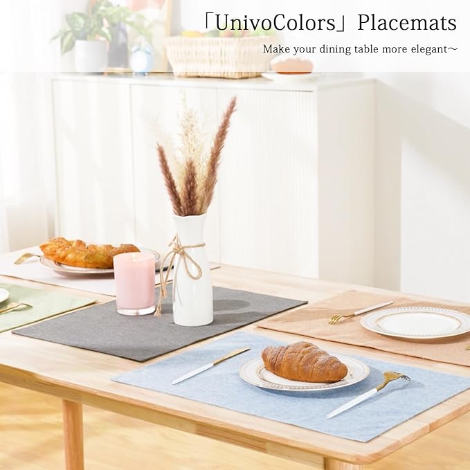 UnivoColors Set of 6 Faux Linen Placemats, Heat-Resistant & Easy-to-Clean,13"x19"for Dining Table, Kitchen, Holiday Meals (Pink)