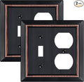 Metal Wall Plate for Electrical Outlets, Decorative Aged Bronze Switch Plates Outlet Cover, Light Switch Cover Plate, 2-Gang Wall Plates (Toggle/Duplex, 2 Pack)