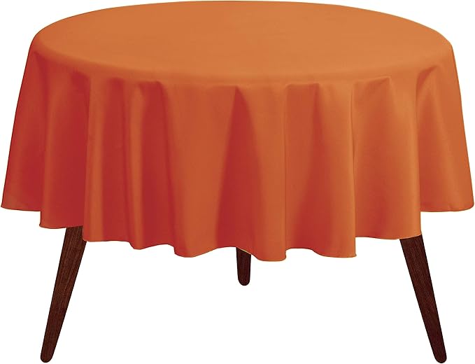 Gee Di Moda Round Tablecloth - 108 Inch Orange Round Table Cloth for 48 to 72 Inch Round Tables - Heavy Duty Washable Fabric - for Buffet Table, Holiday Party, Dinner, Wedding & Baby Shower