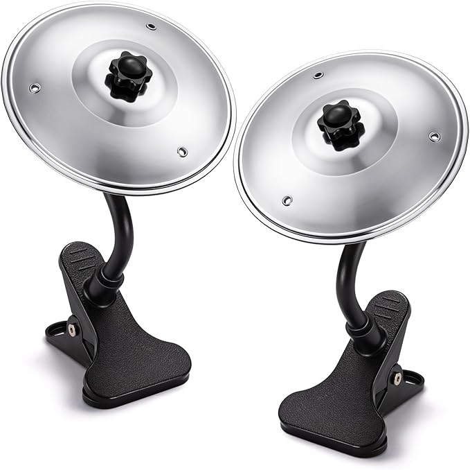 2PCS Desktop Crash Cymbal with Clamp Mount, Desk Symbol Drum for Desk Edge, Easy Install, Fun Desk Accessory for Drummers & Music Lovers, Cool Tabletop Accessories for Entertainment - Silver