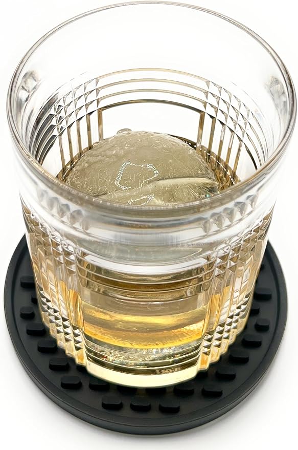 Happitasa 4.25 Inch Bar Mat Style Silicone Beverage Coasters, Set of 6 with Holder (White)